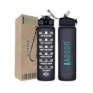 Aegon Gym Water Bottle Sports (BPA Free), Motivational Time Marked Sipper Bottle for Gym